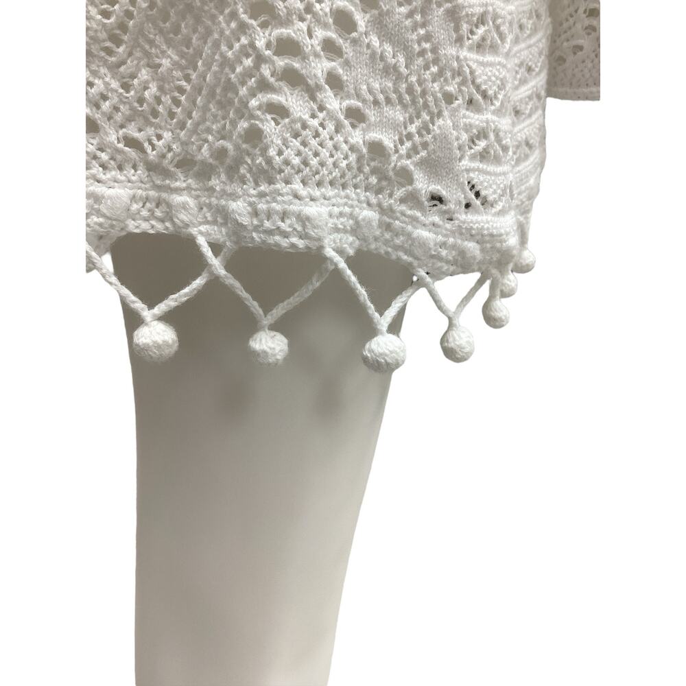 Lilly Pulitzer Dress Women’s Size S 100% Cotton Crocheted Long Sleeves PomPoms - Picture 5 of 6
